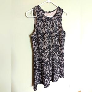 Metaphor Lace Dress women's black tan lace date night formal office size Large L